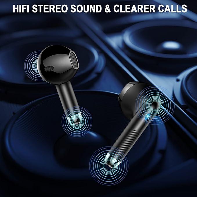 {Limited Time Deal} Wireless Earbuds, Bluetooth 5.3 Headphones in Ear with 4 ENC Noise Cancelling Mic, Bluetooth Earbuds 40H Playtime, 2024 HiFi Stereo Deep Bass Wireless Earphones, IP7 Waterproof, USB-C Fast Charge 1