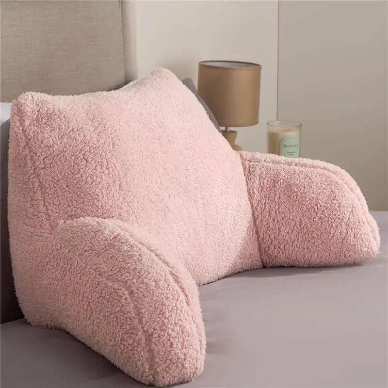 Cuddle Cushion Teddy Pink, Reading Pillows for Bed Super Soft Cosy Pillow with Arms Support Pillows for Sitting up in Bed Teddy Pillow for Adults