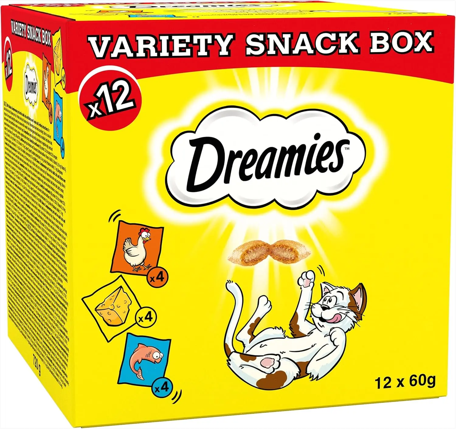 Variety Snack Box Cat Treats 12 x 60g, Multipack Biscuits 12 Pouches, Bulk Cat