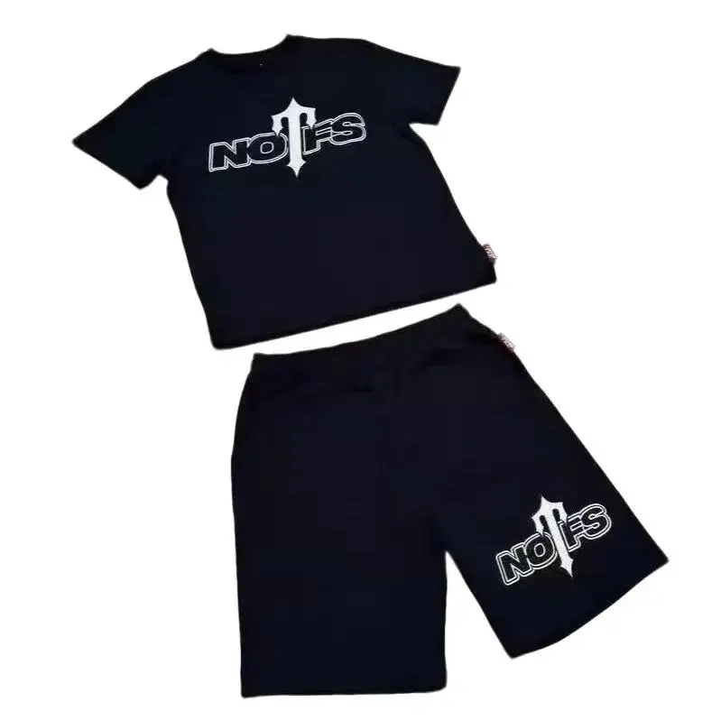 2025 New Nofs Monogram Print Short Sleeve Shorts Loose Y2k Hip Hop Tracksuit