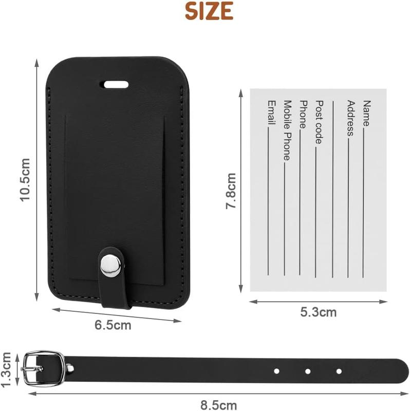 2 Pcs Luggage Tags, Leather Baggage Labels, Suitcase Name ID Card Tag Set, Leather Tags Travel Handbag Accessories for Preventing Loss of Bags(Black) 1
