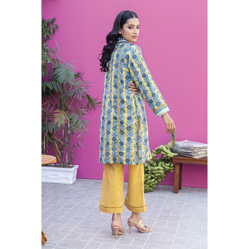 Khaadi original Lawn | Printed 2 Piece unstitched suit | Top & Bottoms | Yellow 1