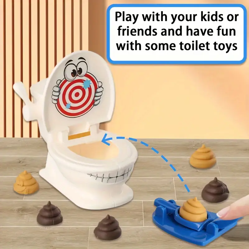 HARLESOTTO        MiaoMiao Hilarious Toilet Shooting Game Set - A Family - Oriented Game Featuring 1 Cartoon Toilet, 2 Launcher Toys, and 6 Plastic Poop Figures. Enjoy Rapid - Fire Fun with This Ideal Children's Party Game, Perfect as a Gift for Halloween 2