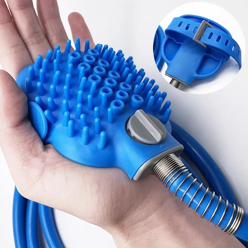 XUBX Dog Shower Sprayer, Dog Bath Brush, 2 in 1 Sprayer and Scrubber Tool, Indoor/Outdoor Dog Bathing Massage Brush, Pet Brush Shower Hand-held Bathing Tool for Large Medium Small Dogs Cats 4