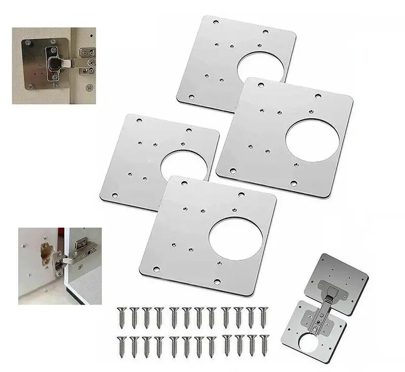 KITCHEN CUPBOARD DOOR HINGE REPAIR KIT INCLUDES 4 PLATES AND 24 FIXING SCREWS 0