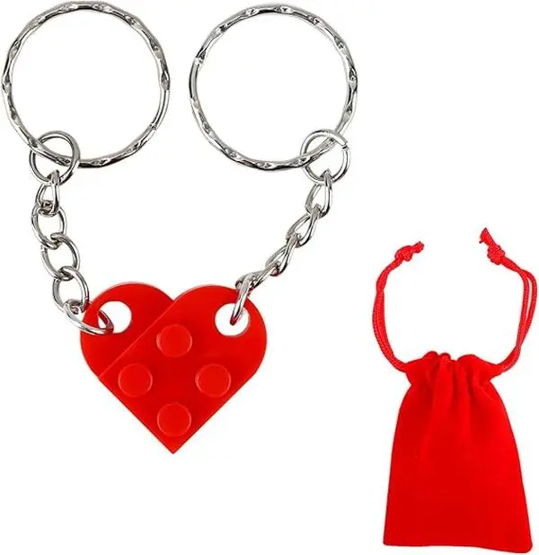 Red Heart Keyring / Keychain Made with LEGO Bricks- Valentine Birthday love Gift Free Shipping