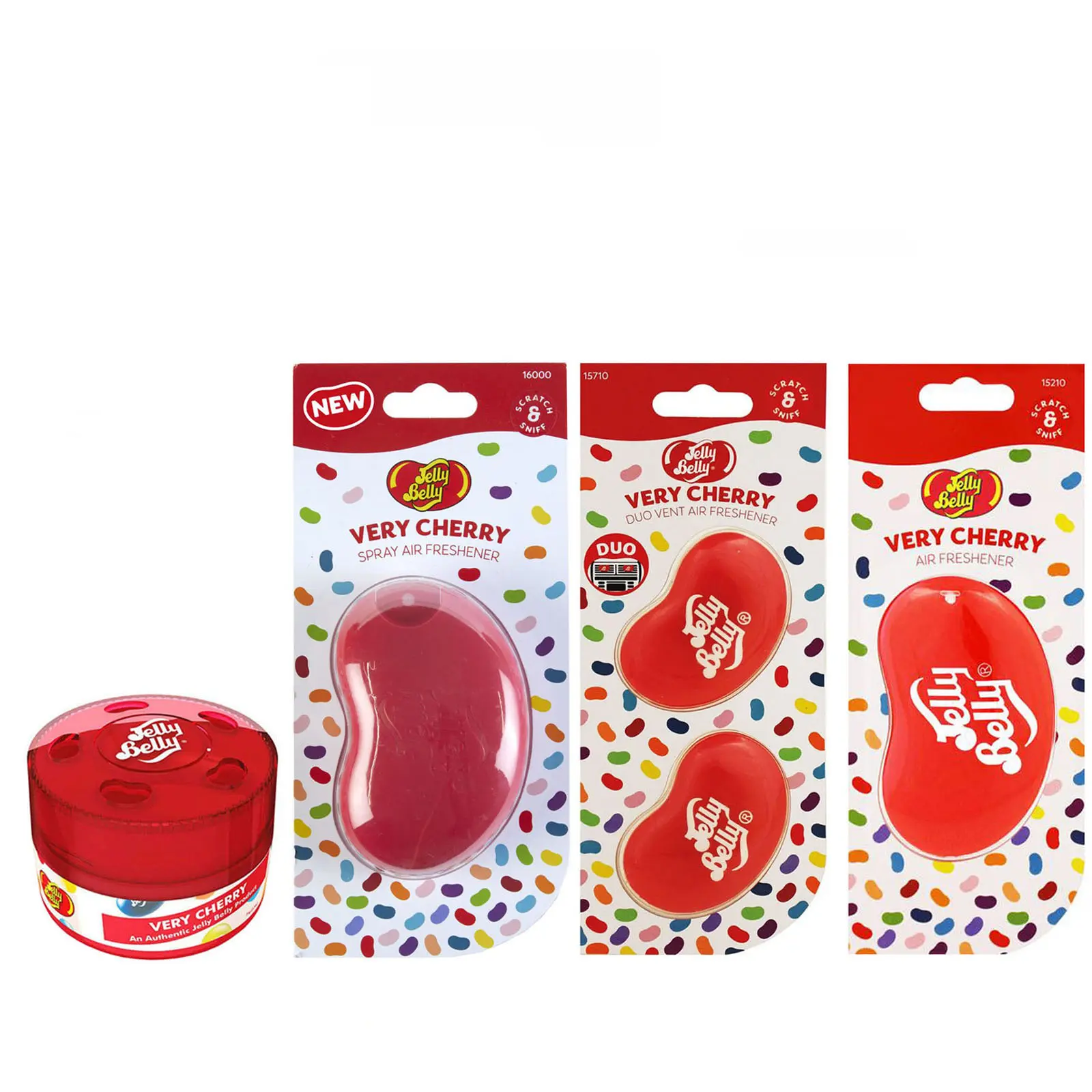 Jelly Belly Very Cherry Duo Vent, 3D, Spray & Can Car Air Freshener Set A1715