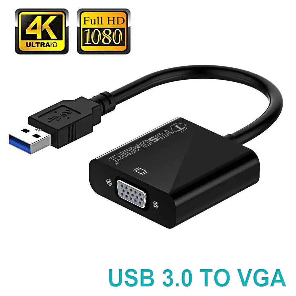 USB 3.0 A Male to VGA DISC 15 pin Female Video Display External Cable Adapter