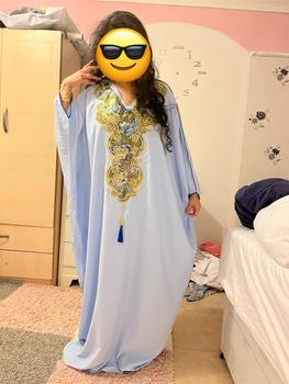 Product Review of Arabic Clothing- Women's Ethnic Pattern Embroidery Tassel Batwing Sleeve Kaftan, Elegant Long Sleeve V Neck Loose Dress for Spring & Fall, Ladies Islamic Clothing for Daily Wear from A**n 0