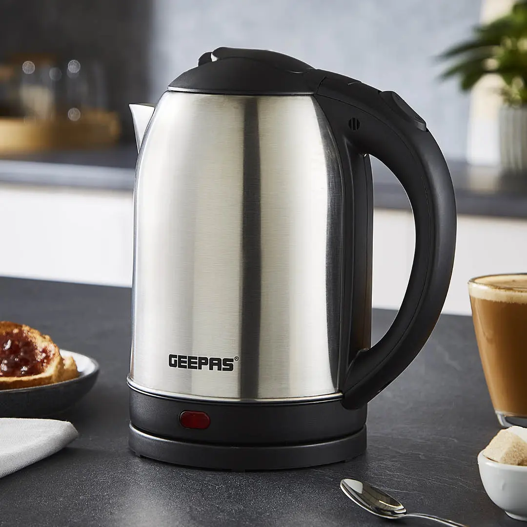 Geepas 1500W Stainless Steel Electric Kettle, 1.8L with Auto Shut-Off & Boil-Dry Protection