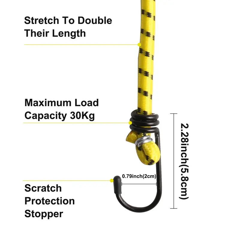 12Pcs Heavy Duty Bungee Cords Cables Straps Military Bungie Elastic Hooks Rope 2