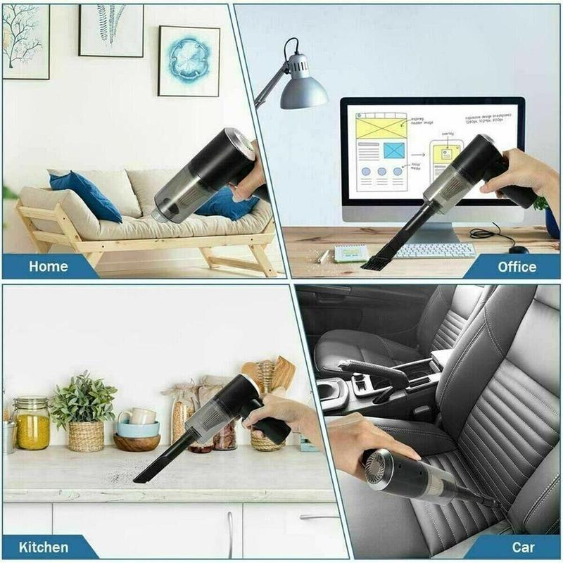 Rechargeable Wireless 120W, 6000pa Vacuum Cleaner Car & Air Duster, Handheld Vaccum Mini Power Suction USB Portable Wet & Dry Car Vacuum Cleaner with LED Light & Multi Nozzles for Car, Home, Pet 6
