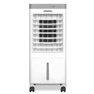 Schallen Portable Air Cooler for Home and Office Use, Sleek Design 3 Speed Settings with Large 10 Litre Water Tank, Remote Control, 65W, White and Grey