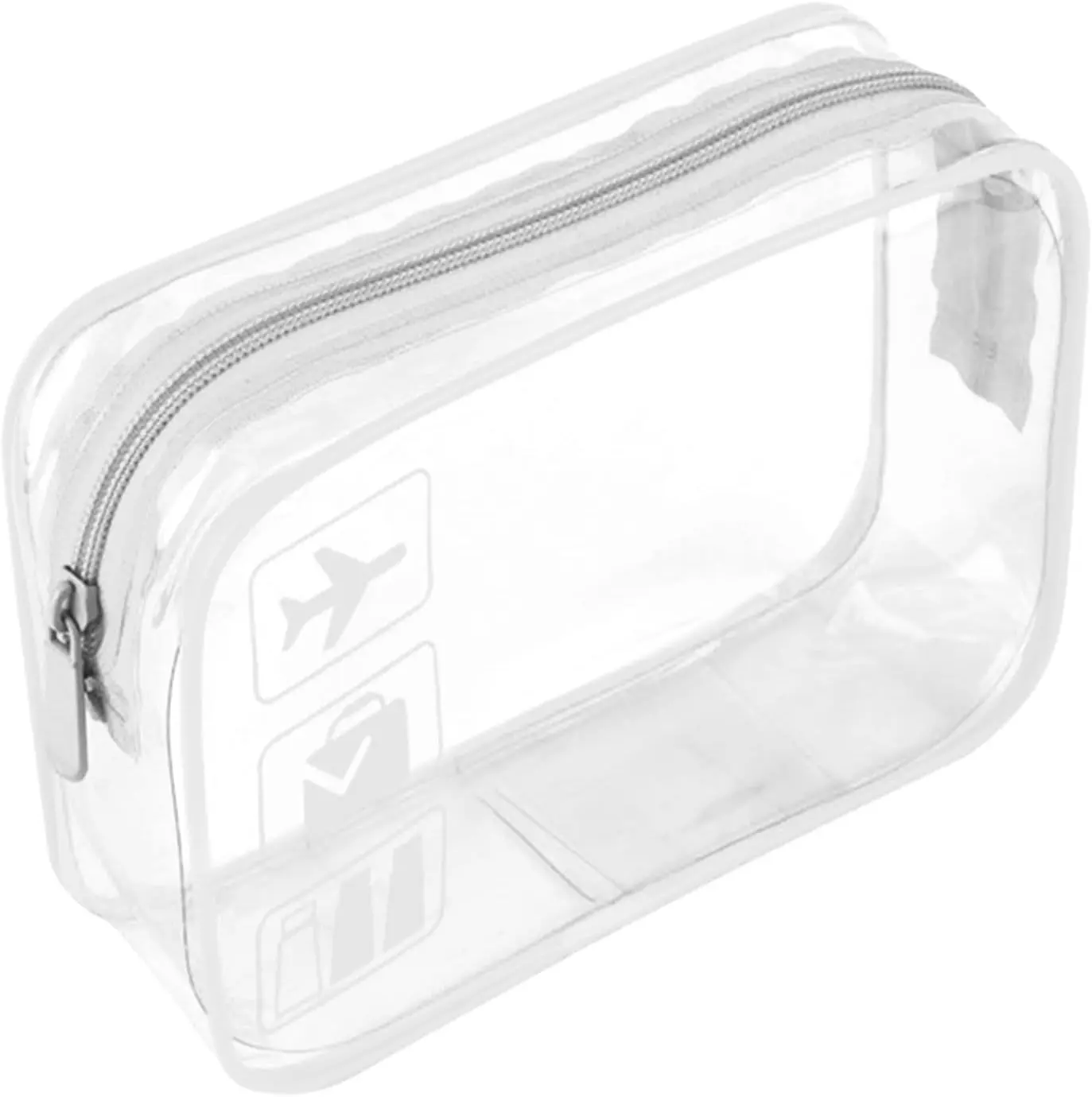 Travel Toiletry Bag TSA Approved Quart Size Travel Bag Clear Airport Carry On Liquid Cosmetic Pouch Clear Shower Bag Transparent Security Toiletry Bags(White