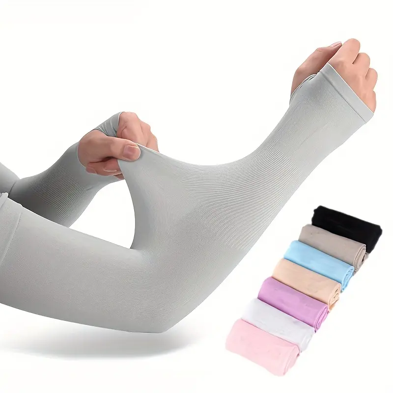 Ice Fabric Sunscreen Sleeves Solid Color Long Arm Protection Sleeves UV Protection Running Cycling Sleeves