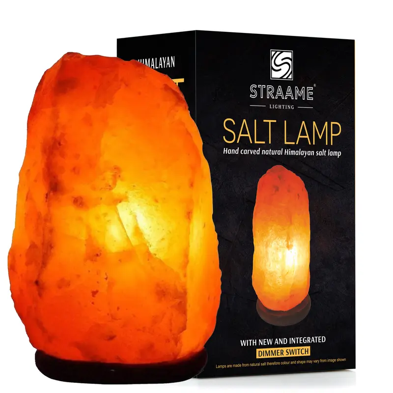 Straame Lighting - 100% Real Himalayan Crystal Rock Salt Lamp - Direct from Foothills of The Himalayas - Wooden Base Calming Atmosphere Night Lamp - Handcrafted Design - Great as a Gifts 4