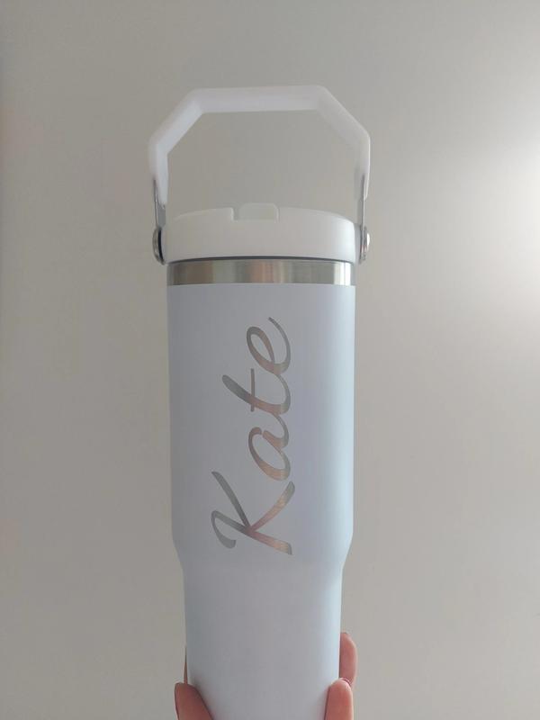 Personalised Engraved large 30oz insulated tumbler with lid handle, cold drinks, Birthday Gift for all, 850ml water bottle Back to school leakproof, Portable Flasks Drinkware 4