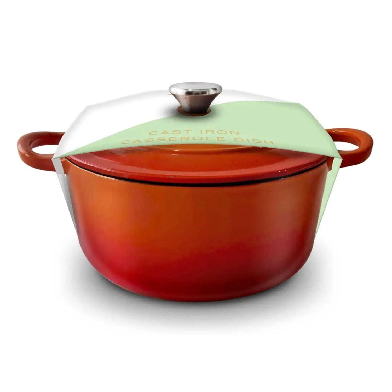 Orange Cast Iron Casserole Dish - 3L Capacity