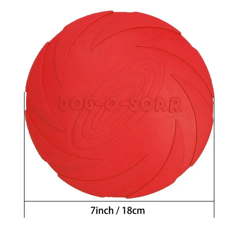 Dog Flying Disc, 2 Pack 7 Inch Natural Rubber Floating Flying Saucer for Both Land and Water (Green + Red) 2