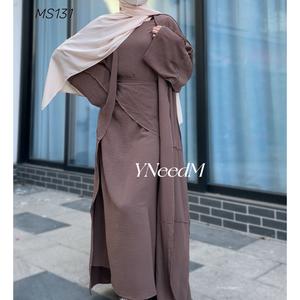 Muslim casual loose solid color robe two pcs suit MS131#