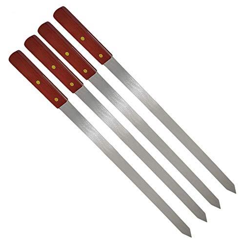 WARESHARK Large Barbecue Skewers Flat Extra Wide Kebab Shish BBQ Heavy Duty Strong Grill Set Meat Stainless Steel Utensil Sturdy 3