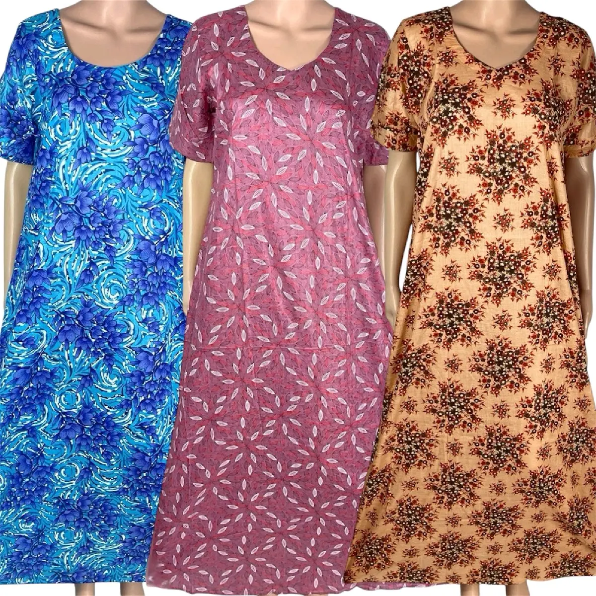 Cotton Floral Nightwear for Women - Homewear - Womenswear, Printed Cotton Fabric, Nighty. Breathable Comfortable Soft Loungewear Shortsleeve  Style