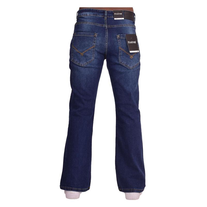 Firetrap Original Mens Designer Hardwearing Durable Quality Bootcut Leg Regular Fit Relaxed Wide Bottom Denim Jeans Zip Fly Fastening Classic 5 Pocket Jean 2