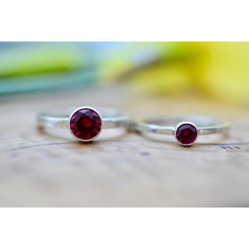 Lab Created Ruby Sterling Silver Ring 0