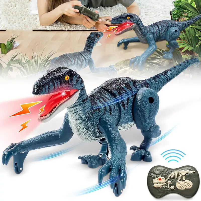 Remote Control Dinosaur Toys with 3D Eye LED Light - Realistic Texture and Bionic Movement 0