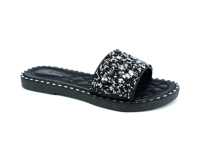 Ladies Fashion Padded Rubber Glitter Mule Summer Comfort Slip On Casual Walking Shoes Footwear Women  Sandal Girl Flat Leather Tactical 4