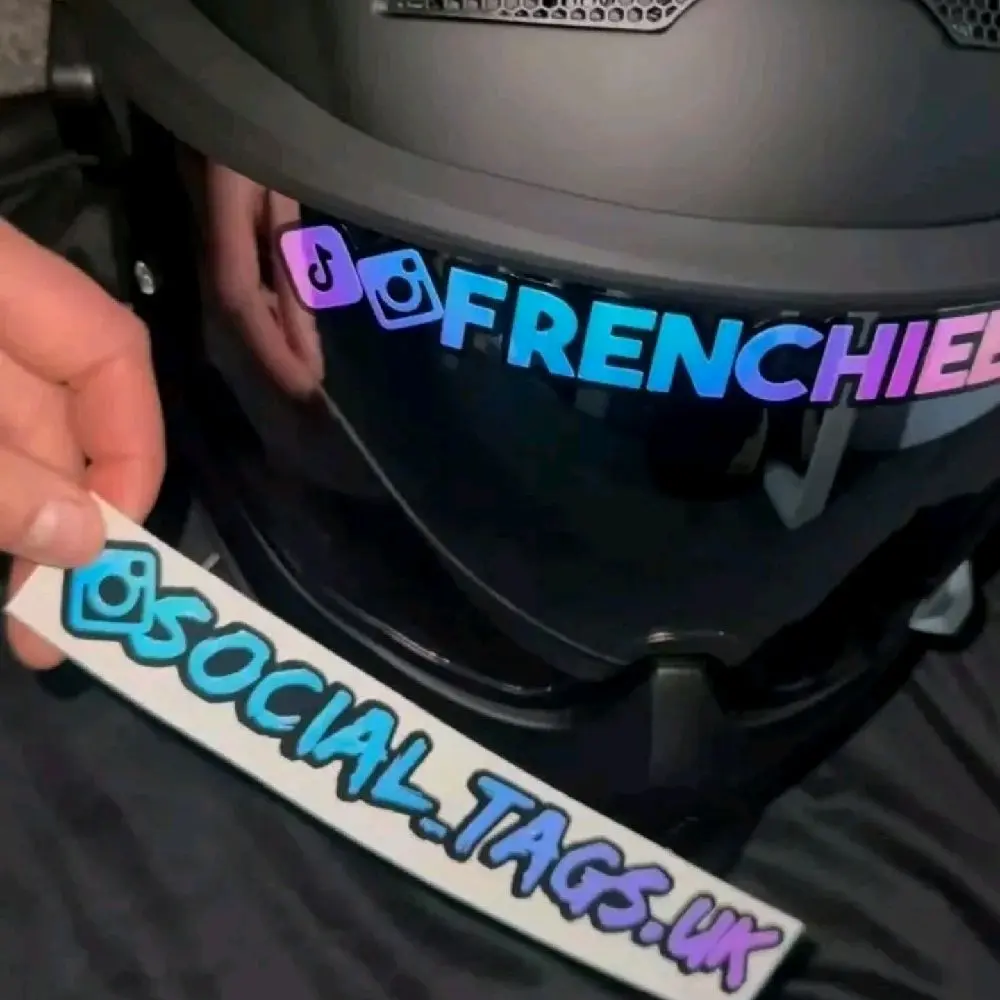 motorcycle gokarting helmet visor sticker social media instagram tiktok facebook sposor