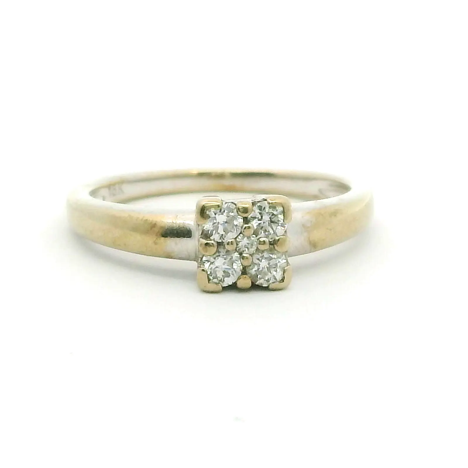 18ct White Gold 5x Diamonds Prong Setting 750 Hallmarked Ring Size O