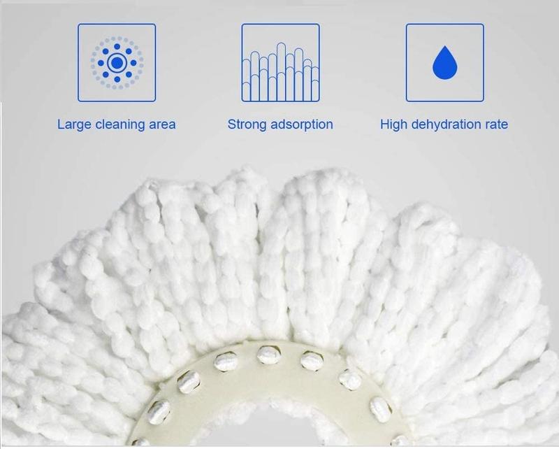 Premium Mop Heads Replacement Refill for 360° Rotating Round Magic Spin Mop Microfibre, White (Pack of 4) - MO-008 2