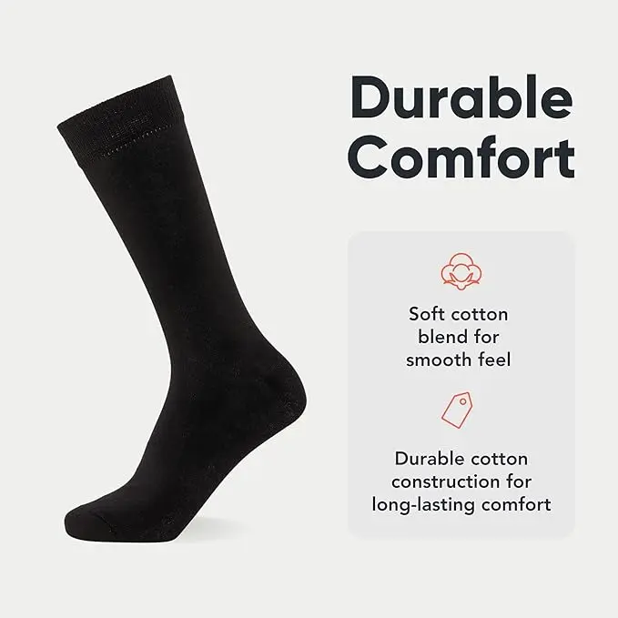 FM London Mens Socks 10-Pack - Charcoal, Navy & Black Cotton Socks for Work & Casual Wear - Beige, Menswear Plain Breathable Set Soft 4