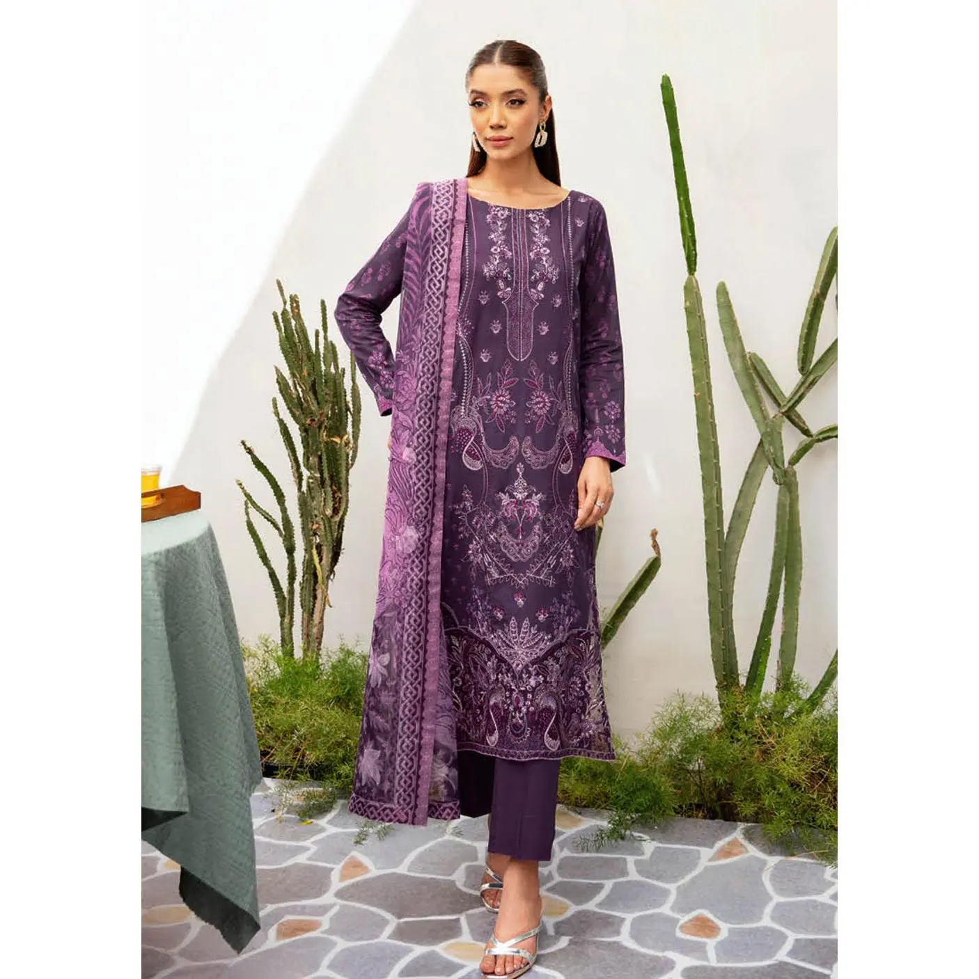 L-1209-R - Readymade - Ramsha Mashaal Luxury Lawn Vol 12 2024