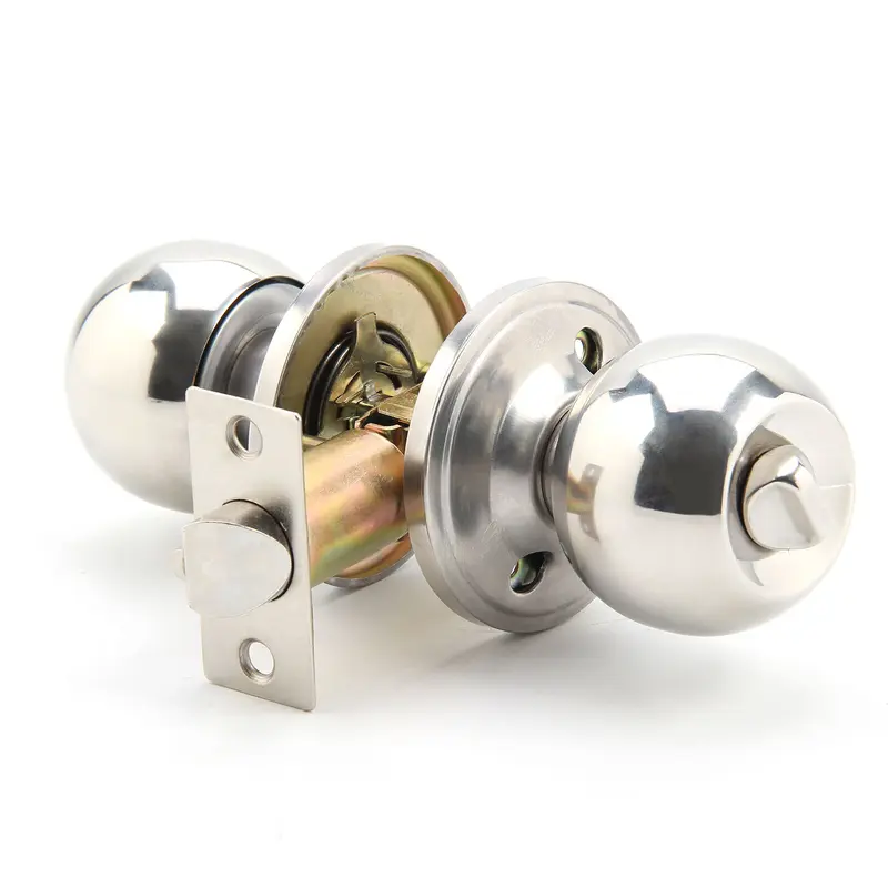 Brushed Stainless Steel Entry Door Knob Set Privacy and Passage Door Lock Kit  Door Lock Entry Door Knob Round Brushed Handles Stainless Steel for Office or Work Place Rooms 5