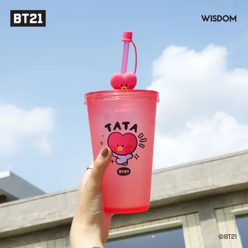 BT21 MININI TUMBLER (WITH STRAW AND BABY FIGURE) Bottle Drinkware Bottles [LINE FRIEDNS Official Product] Water Bottles Cup