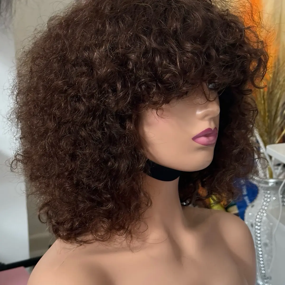 G.A 12” double drawn human hair fringe wig