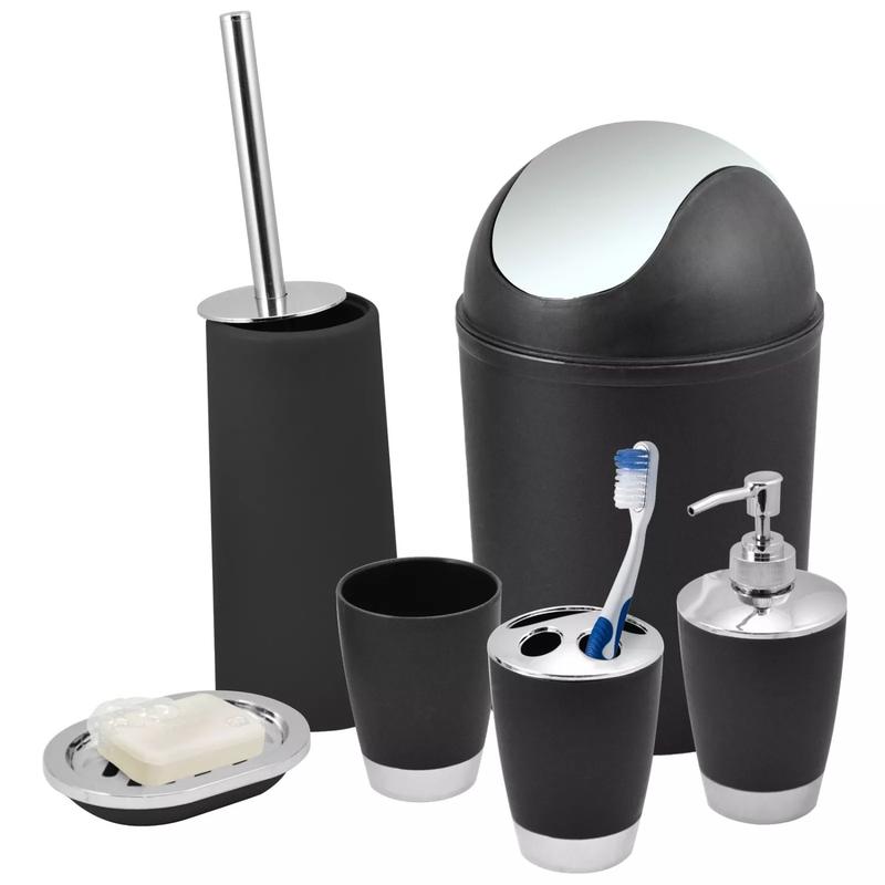 Product Introduction of 6pc Bathroom Accessories Set - Bin Toothbrush Tumbler Holder Soap Dish Dispenser 2