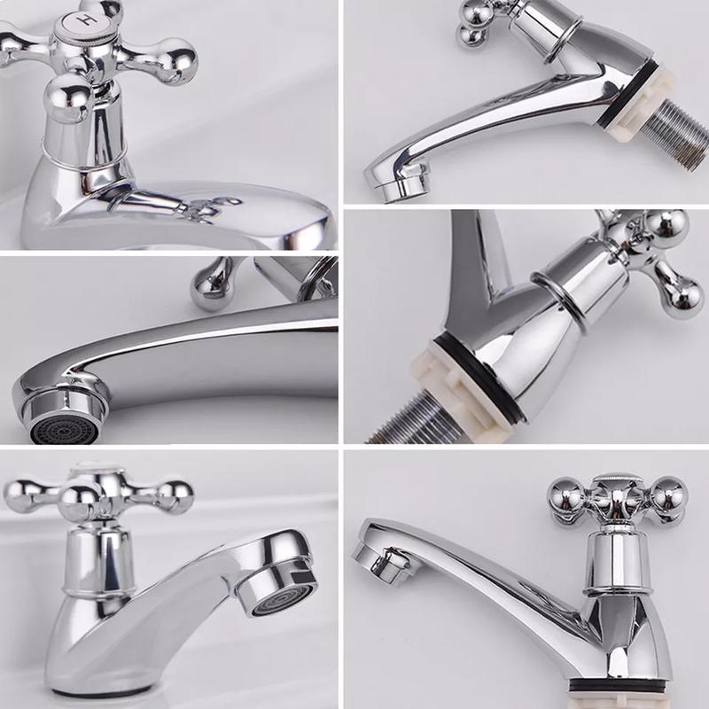 2X Twin Taps Set Hot and Cold for Traditional Bathroom Basin Sink in UK 4