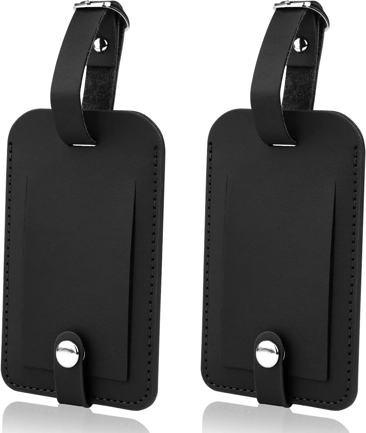 2 Pcs Luggage Tags, Leather Baggage Labels, Suitcase Name ID Card Tag Set, Leather Tags Travel Handbag Accessories for Preventing Loss of Bags(Black)