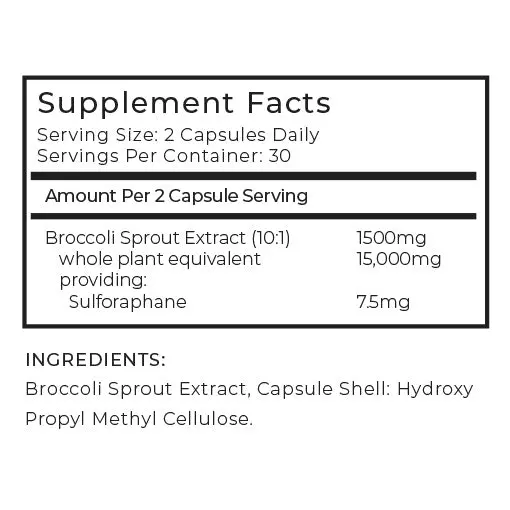 Broccoli Sprout Extract by LLS - Contains Activated Sulforaphane - 60 Capsules - 15,000mg of Whole Plant Equivalent per Serving - Sulforaphane Supplement - Potent Antioxidant Content 2