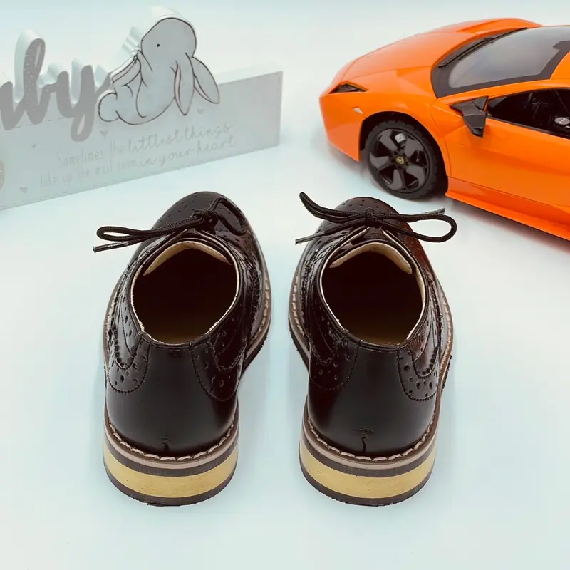 Boys Brogue Shoes Smart Black Brown Lace up Occassion Formal Wedding Party - SALE 3