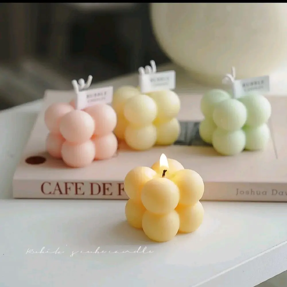Mini Bubble Cube Scented Candle with Box - Home Made Fragrance Candle for Gift - Soy Wax Candle - Decor, Freshener