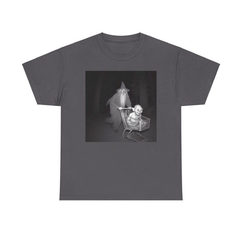 Gandalf Pushing Gollum in Shopping Cart funny moment lord of the ring Unisex Heavy Cotton Tee 4