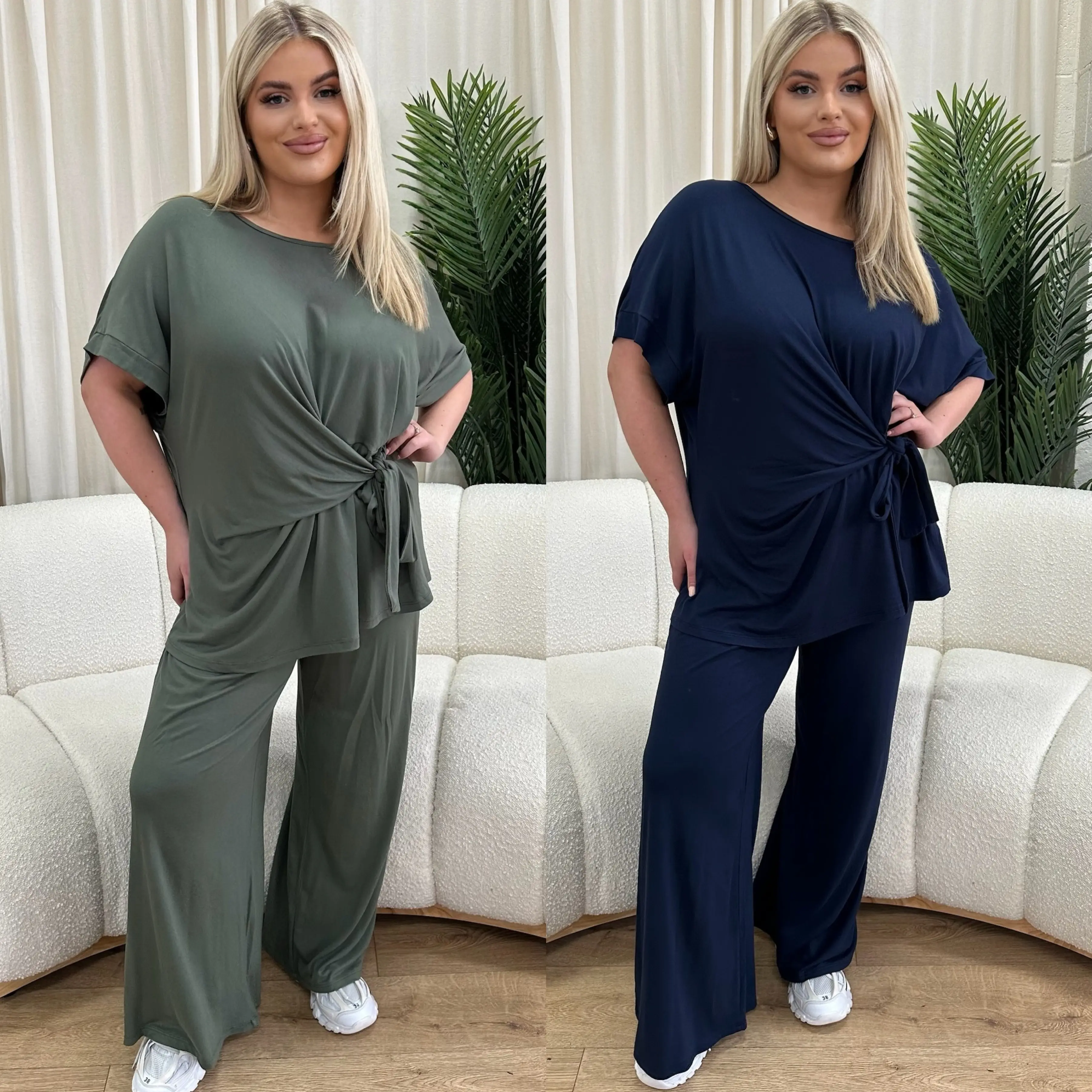 Mackenzie Curve Tie Up Trouser Set (Fits Up To Size 20)