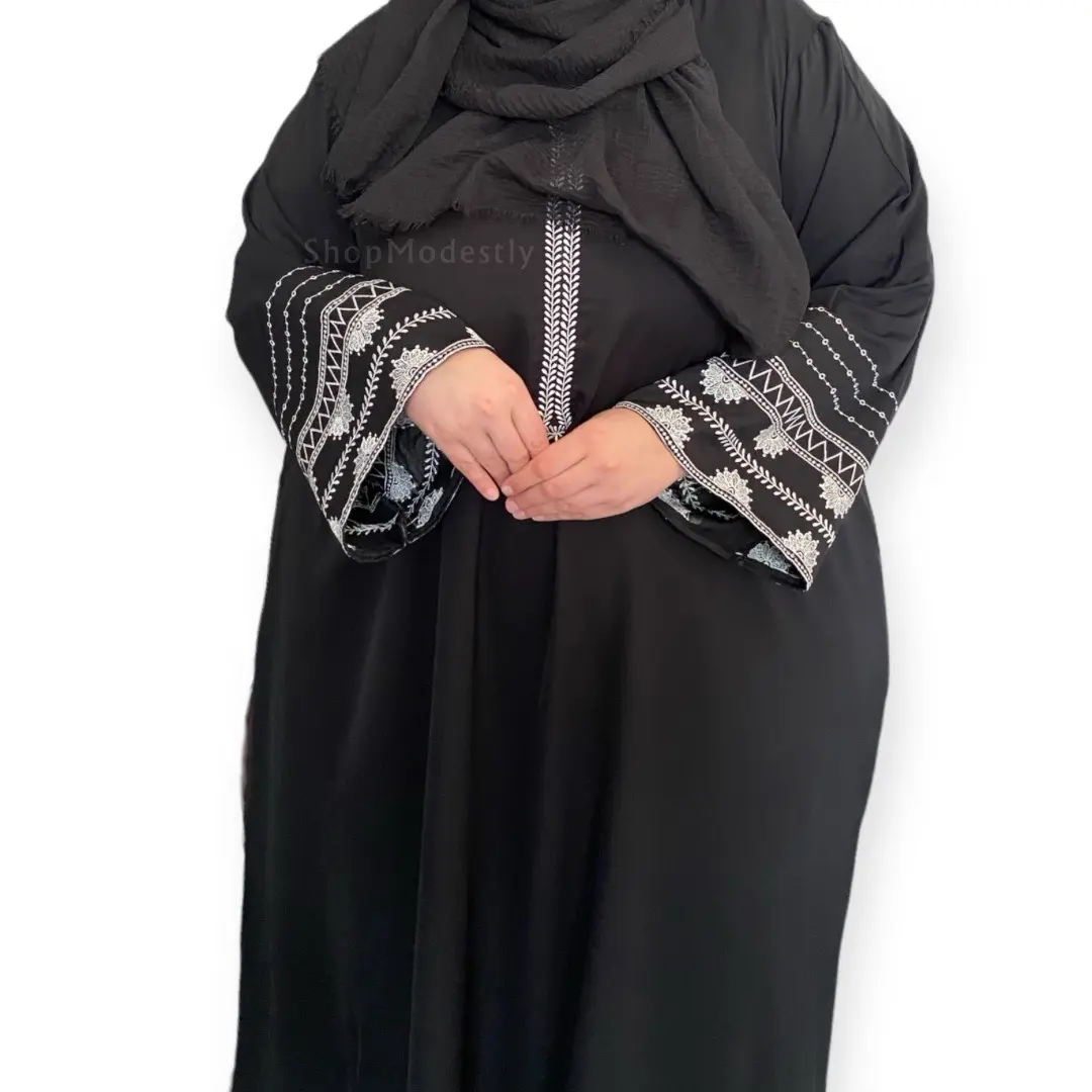 Plus Size Embroidery Abaya Eid Abaya - Muslim Modest Fashion Modest Dress Modest Plus Size Dress Islamic Arabic Muslim Clothing