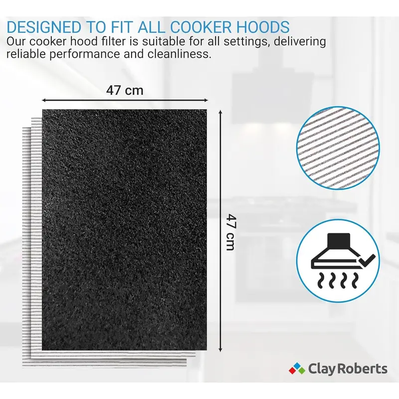Grease and Carbon Cooker Hood Filters, Pack of 3, Cut to Size, Vent Filters for All Cooker Hoods & Extractor Fans, Universal Cooker Hood Fan Filters, Kitchen Extractor Fan Filter 4