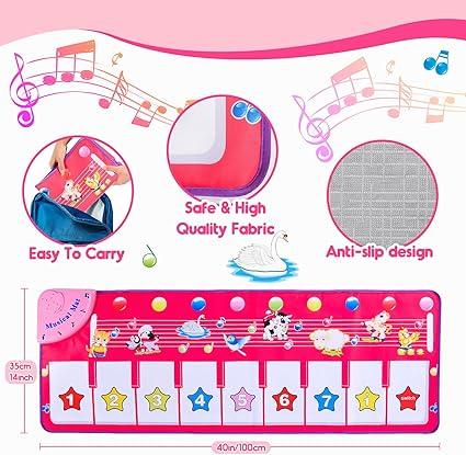 Special Musical Toys for Girls - Piano Dance Mat with 8 Animal Sounds - Educational Toddler Baby Toys - Christmas Xmas Gifts for Kids 3