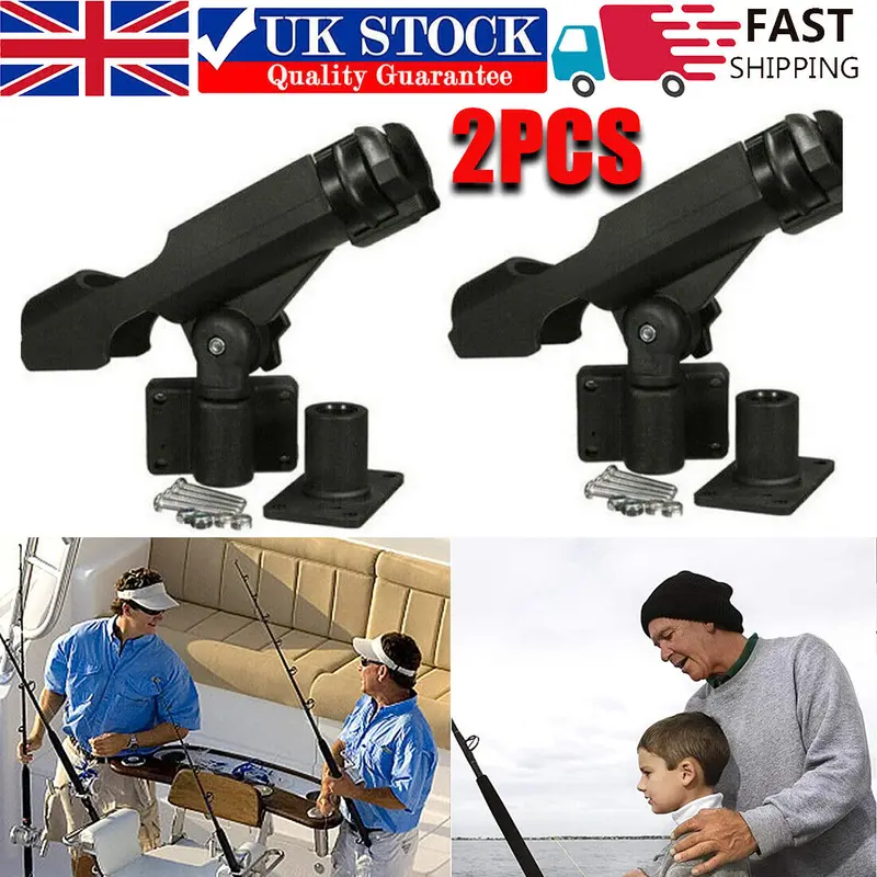 2pcs Adjustable Fishing Rod Pole Mount Stand Bracket Holder For Kayak Canoe Boat 0